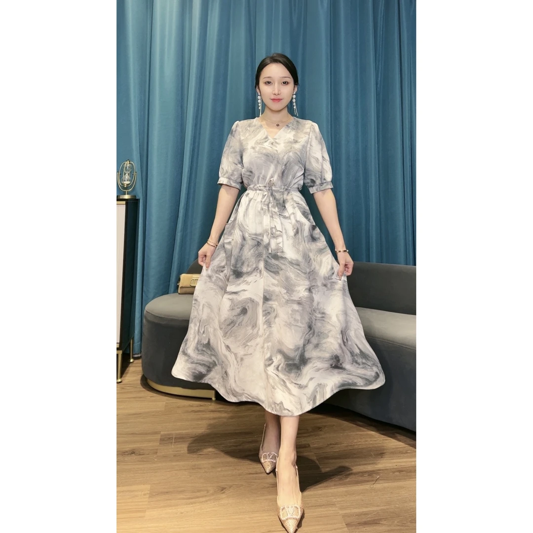 【商场高货】 松烟入墨夏季国风优雅气质女装连衣裙6225