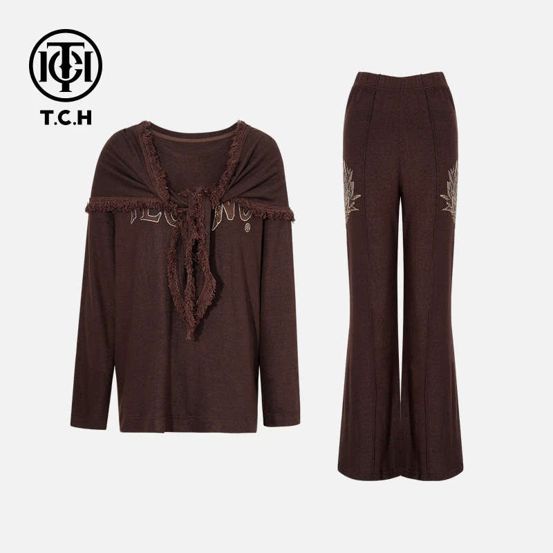 TCH私服秋冬烫钻秋季痞帅炸街风时尚套装女T75C07E1041轻奢tch