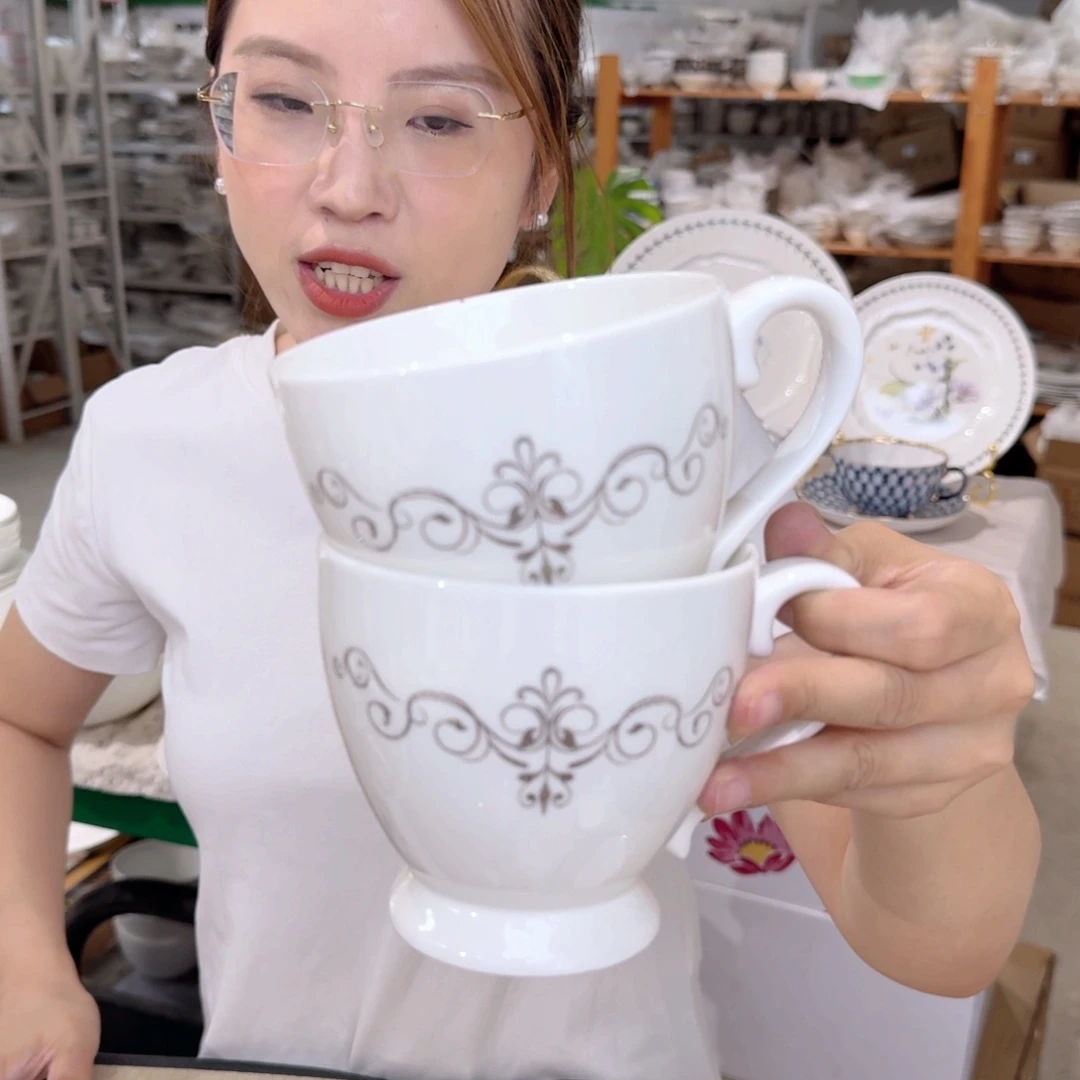 骨瓷马克杯420ml2个外贸骨瓷
