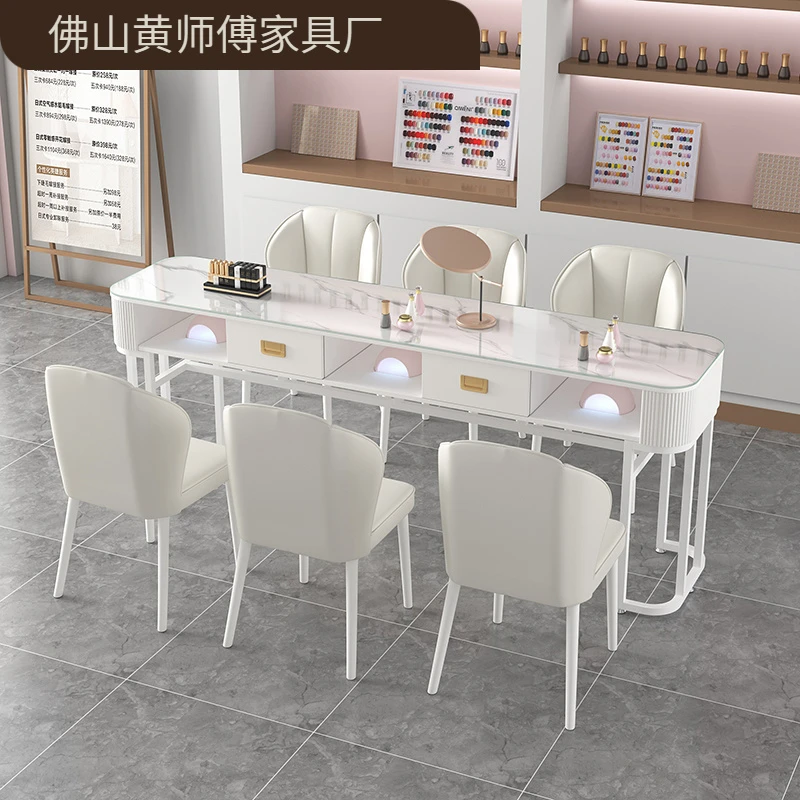 【1.2万人收藏】网红美甲桌椅套装白色简约经济型美甲店桌子日式