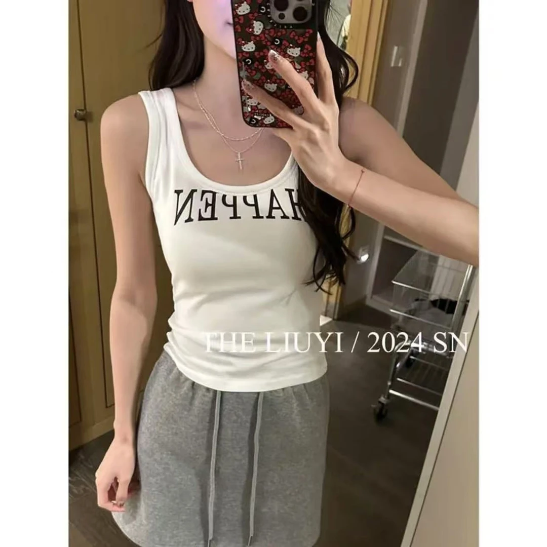 【LIUYI】字母背心~百搭显瘦胸垫一体美背吊带43176