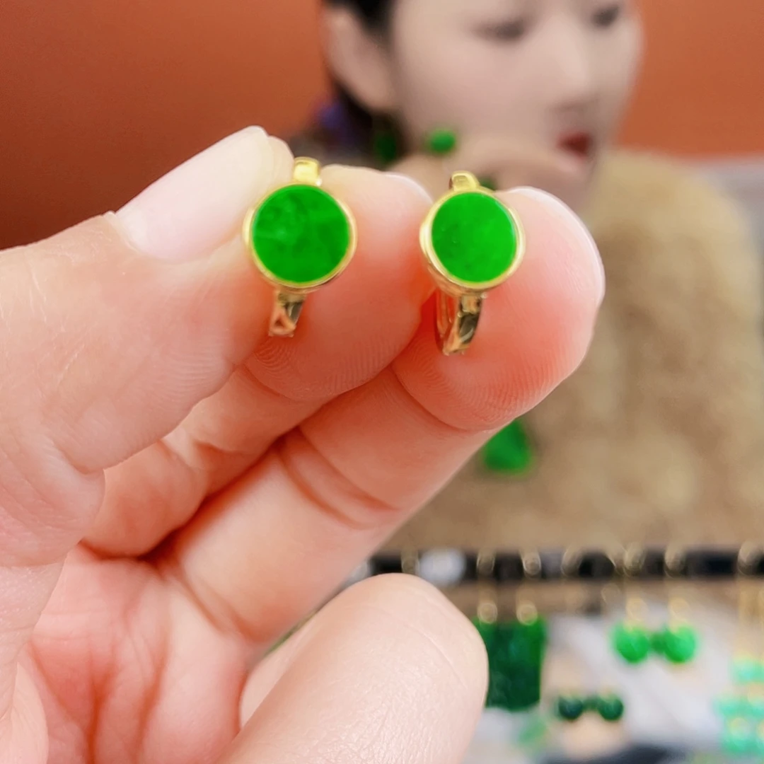 翡翠银S925镶嵌耳饰
