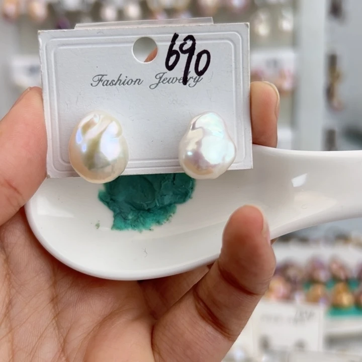 淡水珍珠耳饰银S925镶嵌