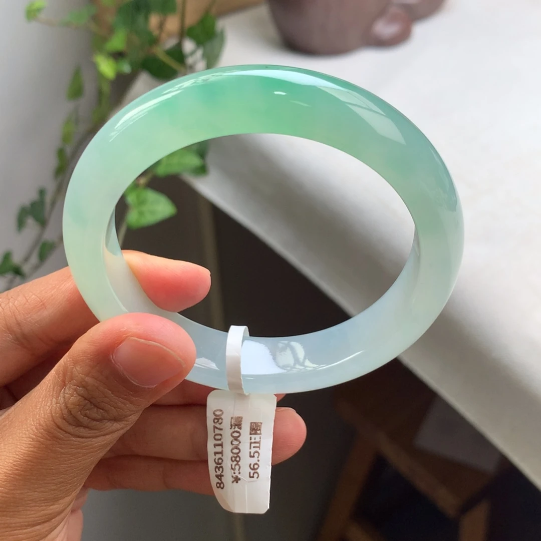 翡翠手镯未镶嵌回流-冰胶果冻底甜甜绿（有种有色）强推