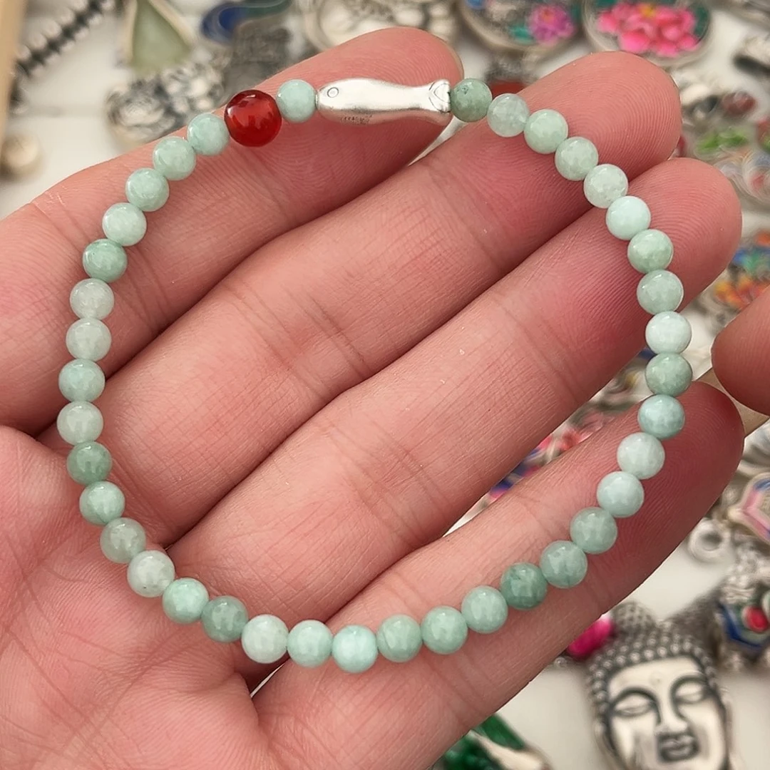 吊坠足银珐琅小鱼手串