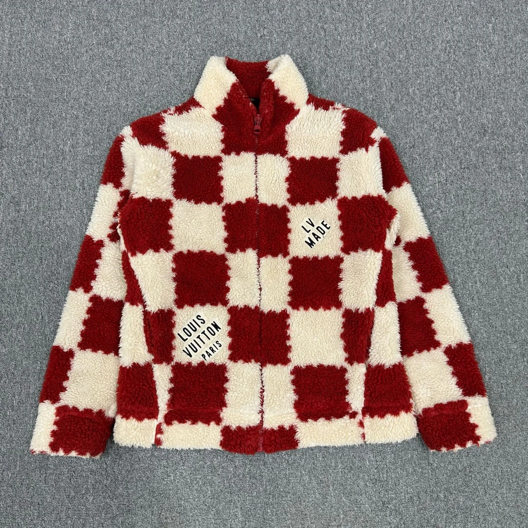 99新 LV 红色棋盘格泰迪外套XXL码99新 9972131