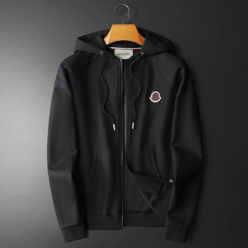 范希巴迪秋季新款高端轻奢潮牌时尚连帽开衫男士运动休闲卫衣外套