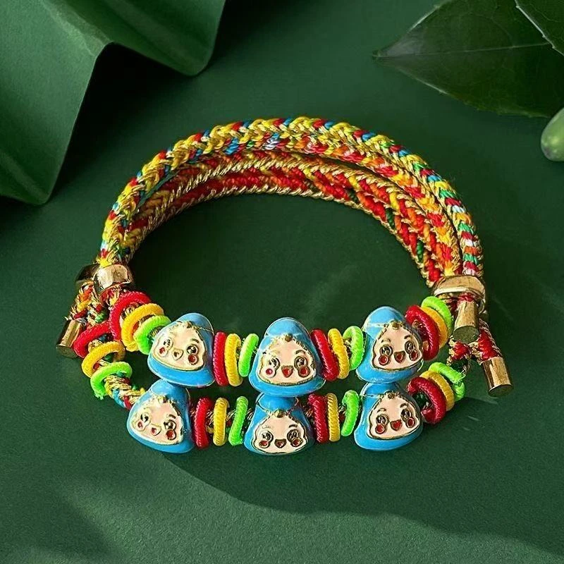 合金手链 粽子手工绳编手绳礼物手链红绳儿童宝宝端午节五彩绳