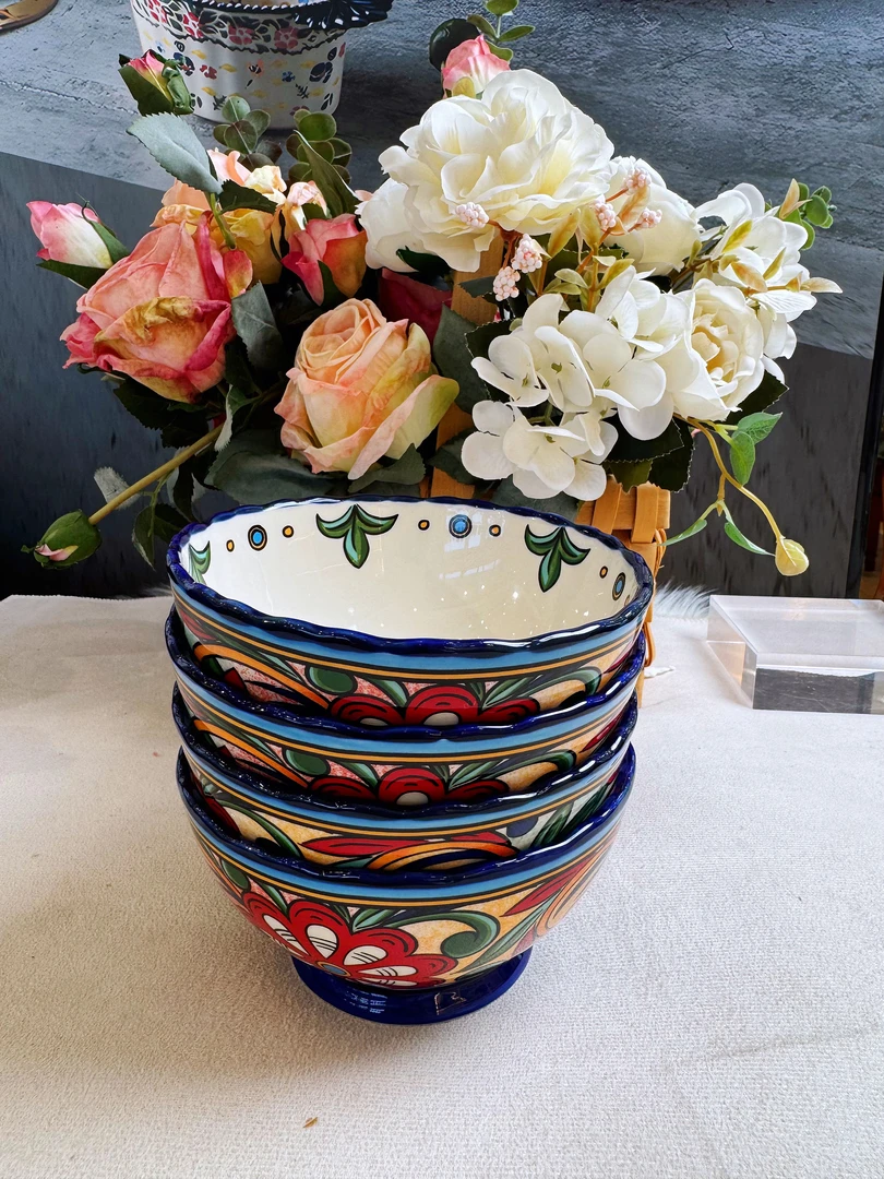 阿勒玛  新疆包邮【芊芊花】5寸加厚防烫轻奢欧式米饭碗4个