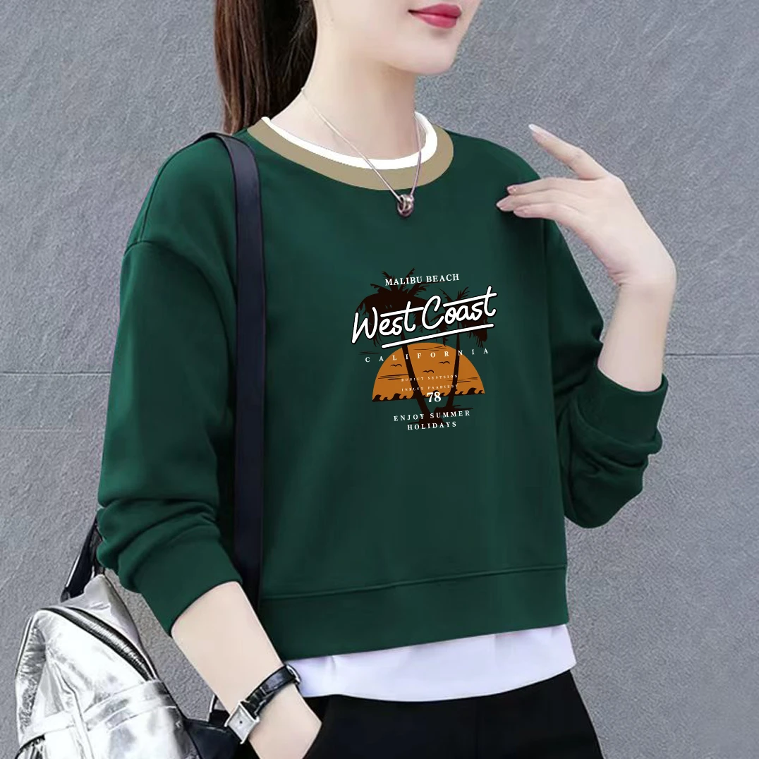 华棉假两件卫衣女秋冬季款2025新款加厚宽松时尚韩版休闲显瘦上衣