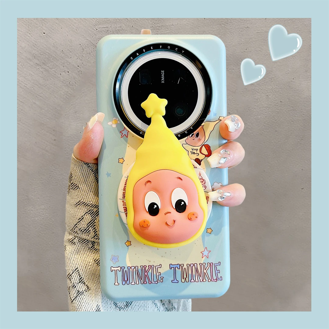 适用华为mate70pro+手机壳可爱卡通立体硅胶星星人磁吸支架mate60