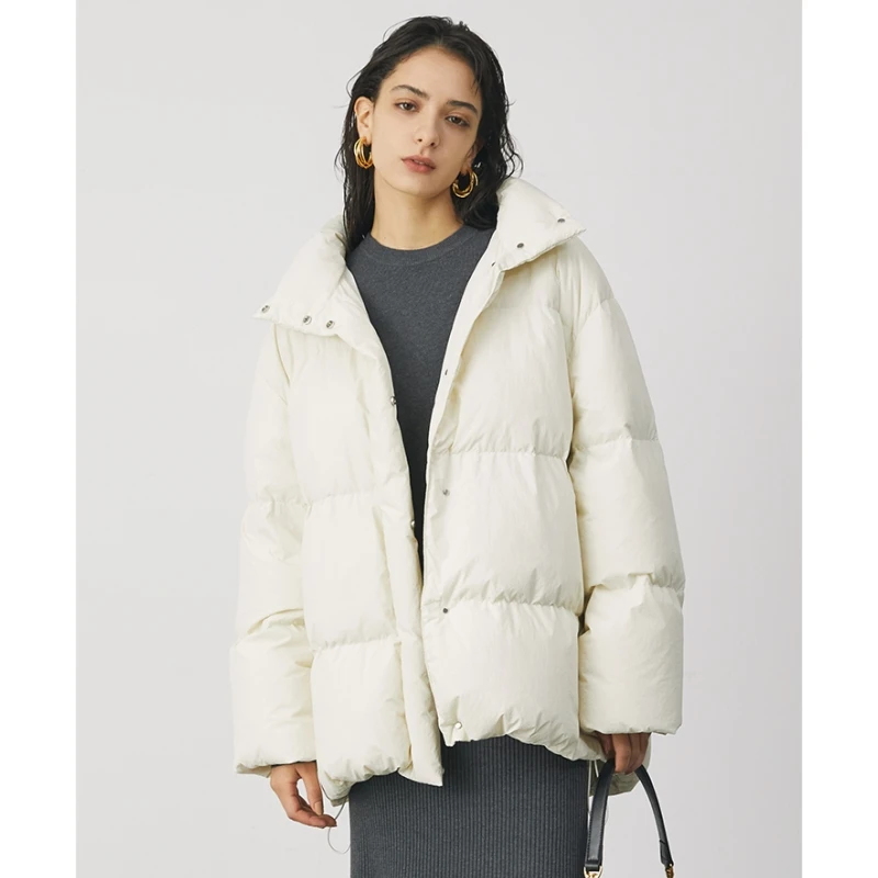 【DD外贸】 秋冬上新 M 休闲简约气质保暖连帽纯色羽绒服