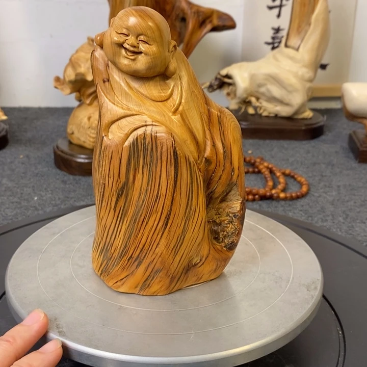 柏木(崖柏)崖柏弥勒佛摆件根雕工艺品