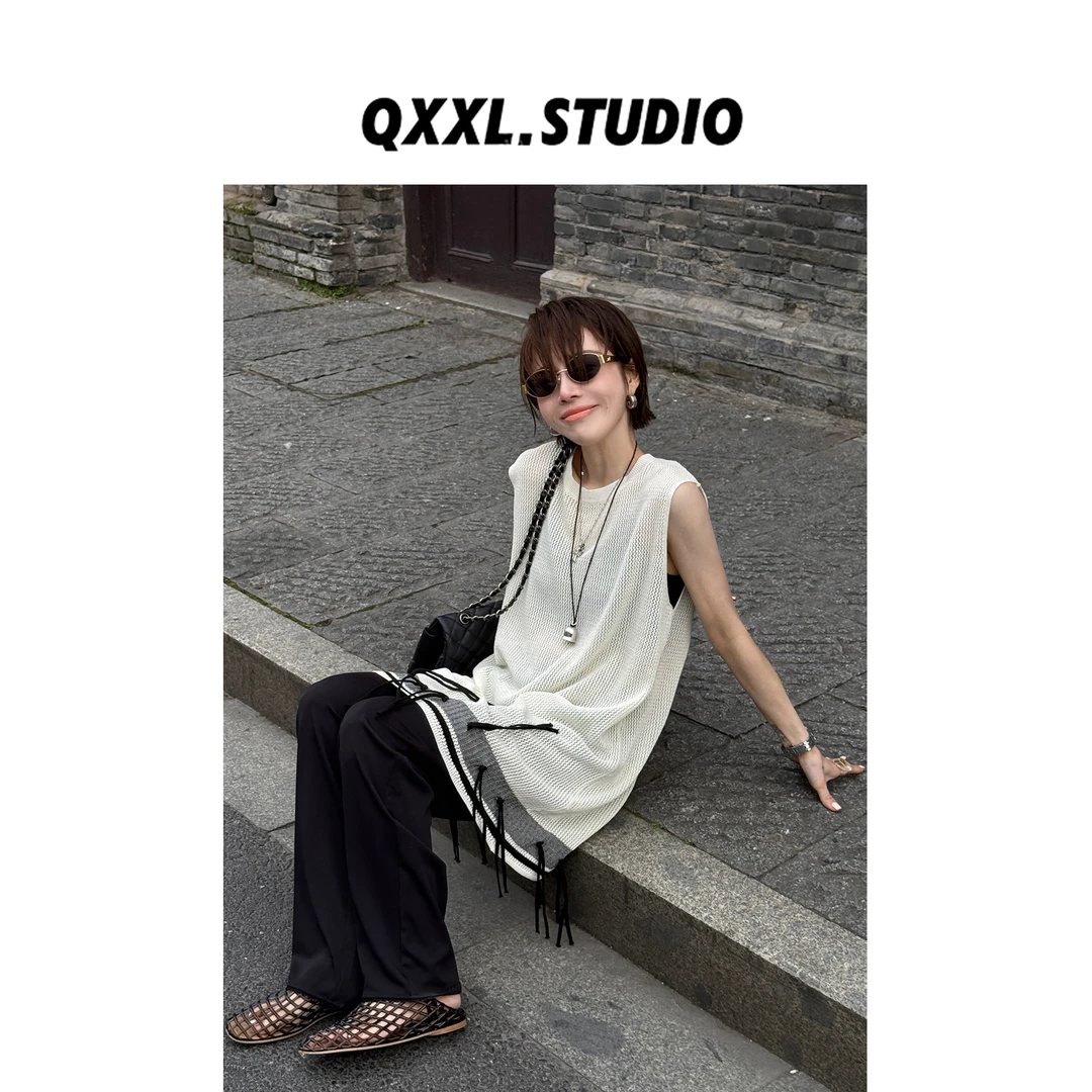 邱小小丽呀 流苏镂空针织背心女 度假风休闲吊带 新款春夏装女