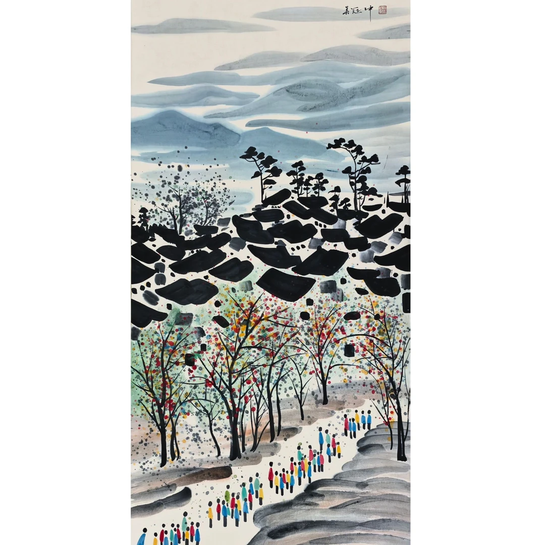 吴老款 风景立轴 137×67