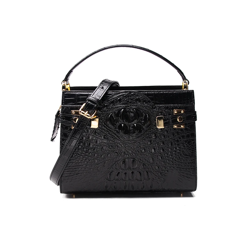 【2025高定女包】鳄鱼皮定制款黑色气质简约百搭手提单肩女包X1198