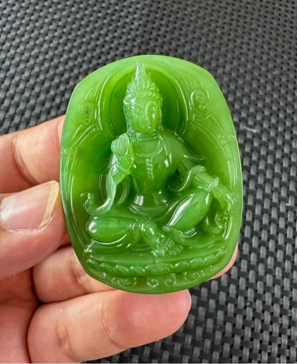 【高色界苹果绿观音牌】俄老料乌兰海浓辣苹果绿约50*38*14mm避雕牌