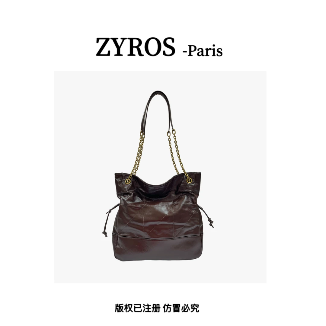ZYROS/秋冬新款咖色菱格高级感气质时尚百搭斜挎福袋托特包女1624