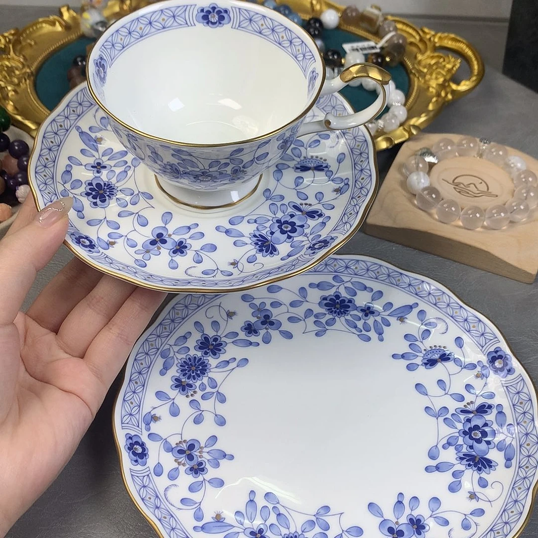 鸣海骨瓷咖啡甜点三件套