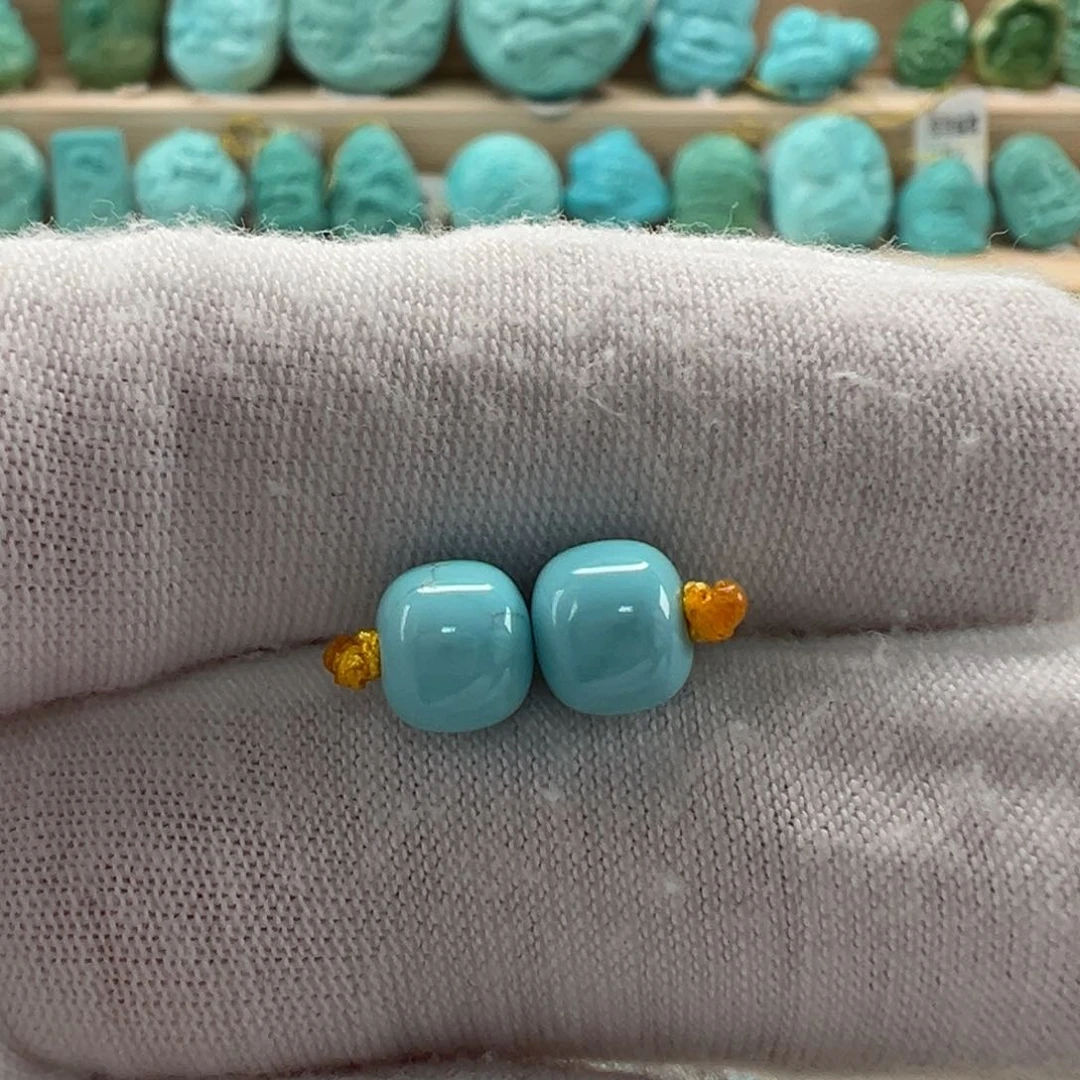 未镶嵌绿松石老型对珠6.8mm