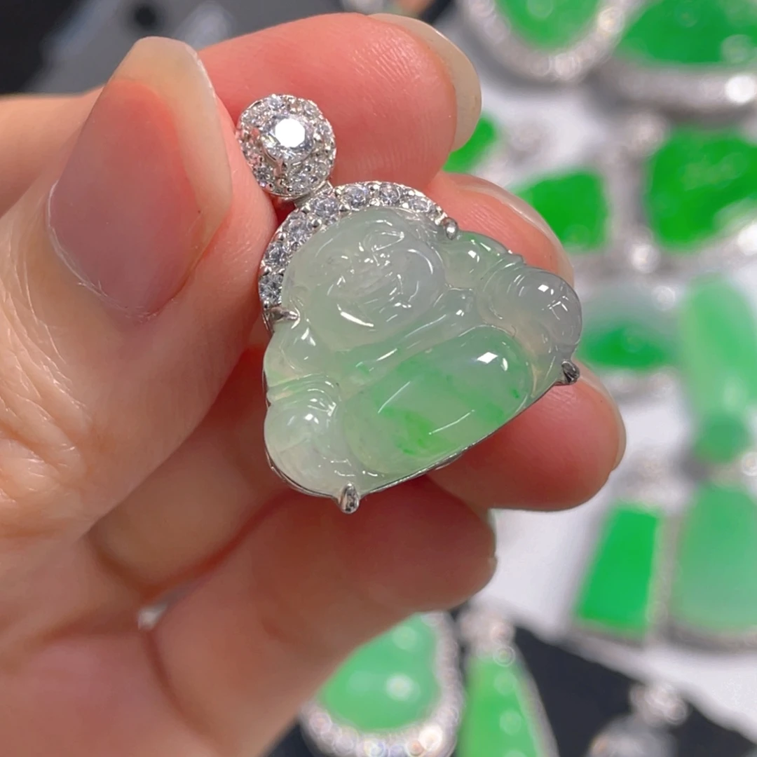 翡翠银S925镶嵌吊坠(不含链)