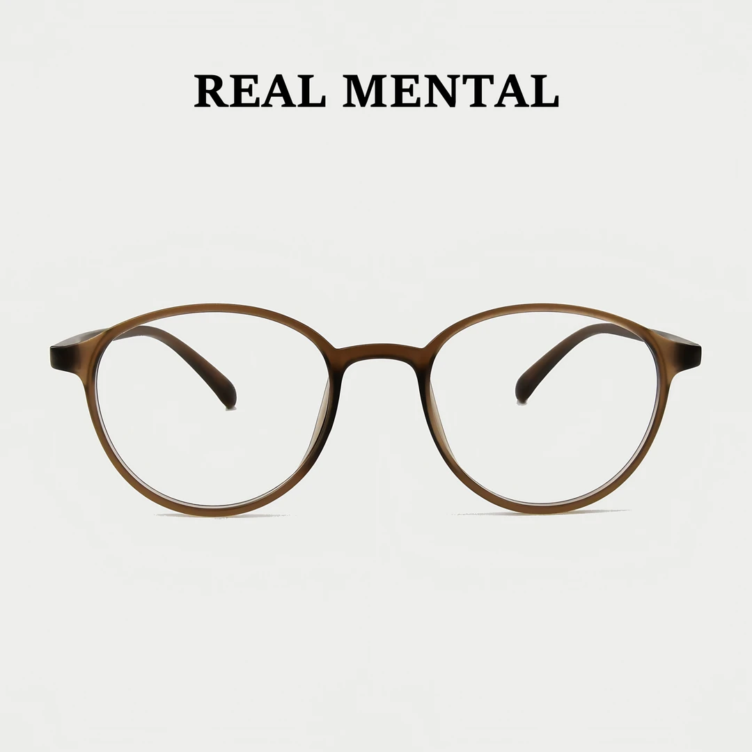 超轻TR90复古椭圆框眼镜框磨砂咖色圆脸显瘦可配近视度数眼镜韩版