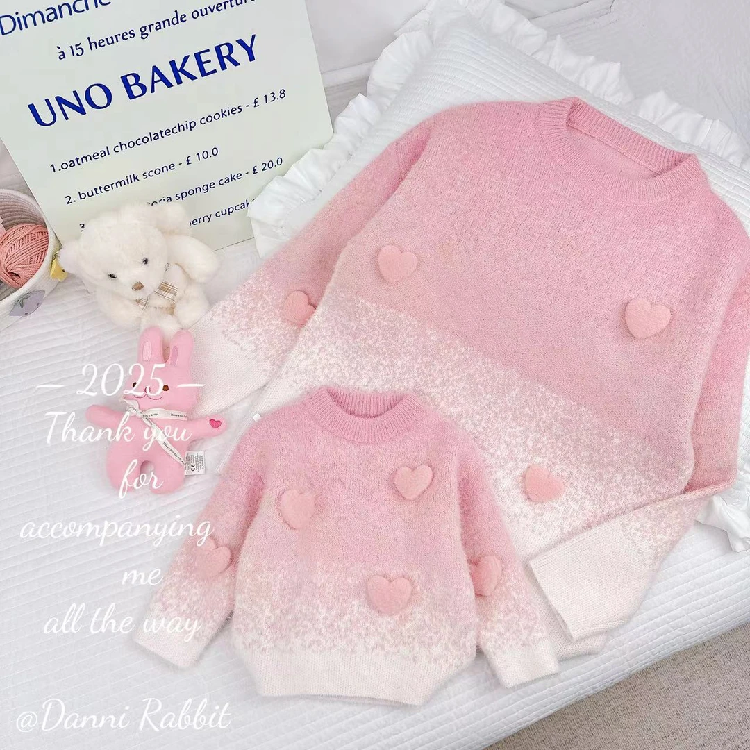 【现货】*柔软亲肤+立体爱心渐变*儿童冬款保暖亲子装毛衣 D-A01