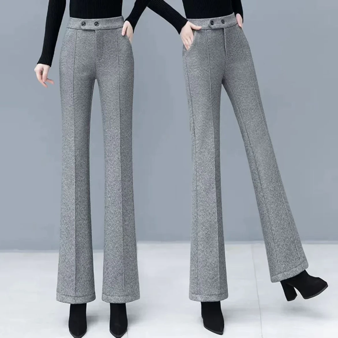 （加绒不加绒混发，裤长约99）新款百搭气质高腰休闲微喇叭裤9832