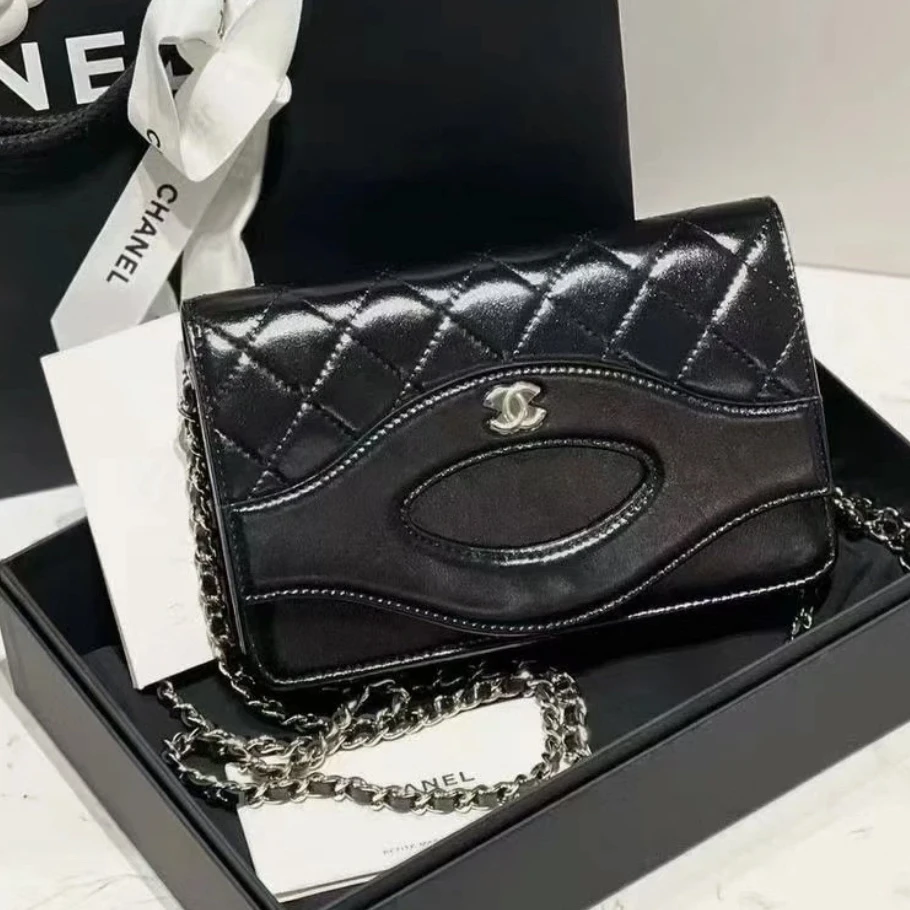 95新 Chanel/香奈儿 艾瑟尔奢品/24c 31bag黑金woc/n5j3