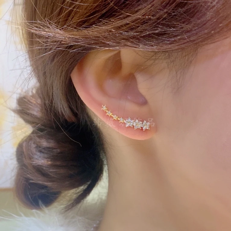 铜合金合成锆石耳饰 【繁花似锦】时尚气质百搭耳拍耳饰#135