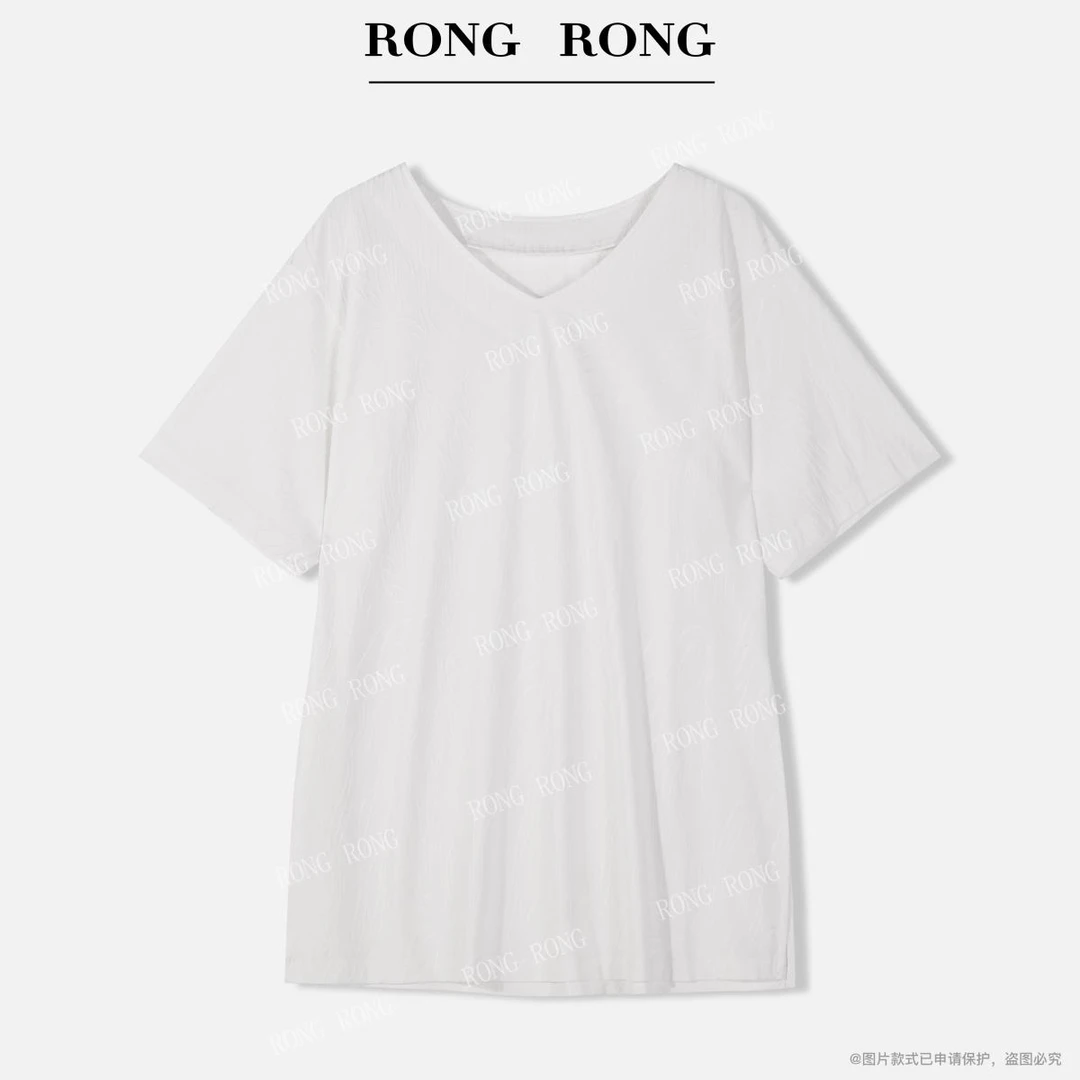 溶溶【清风简序】RONGRONG 莱赛尔垂感立体提花显瘦百搭上衣T-B0048