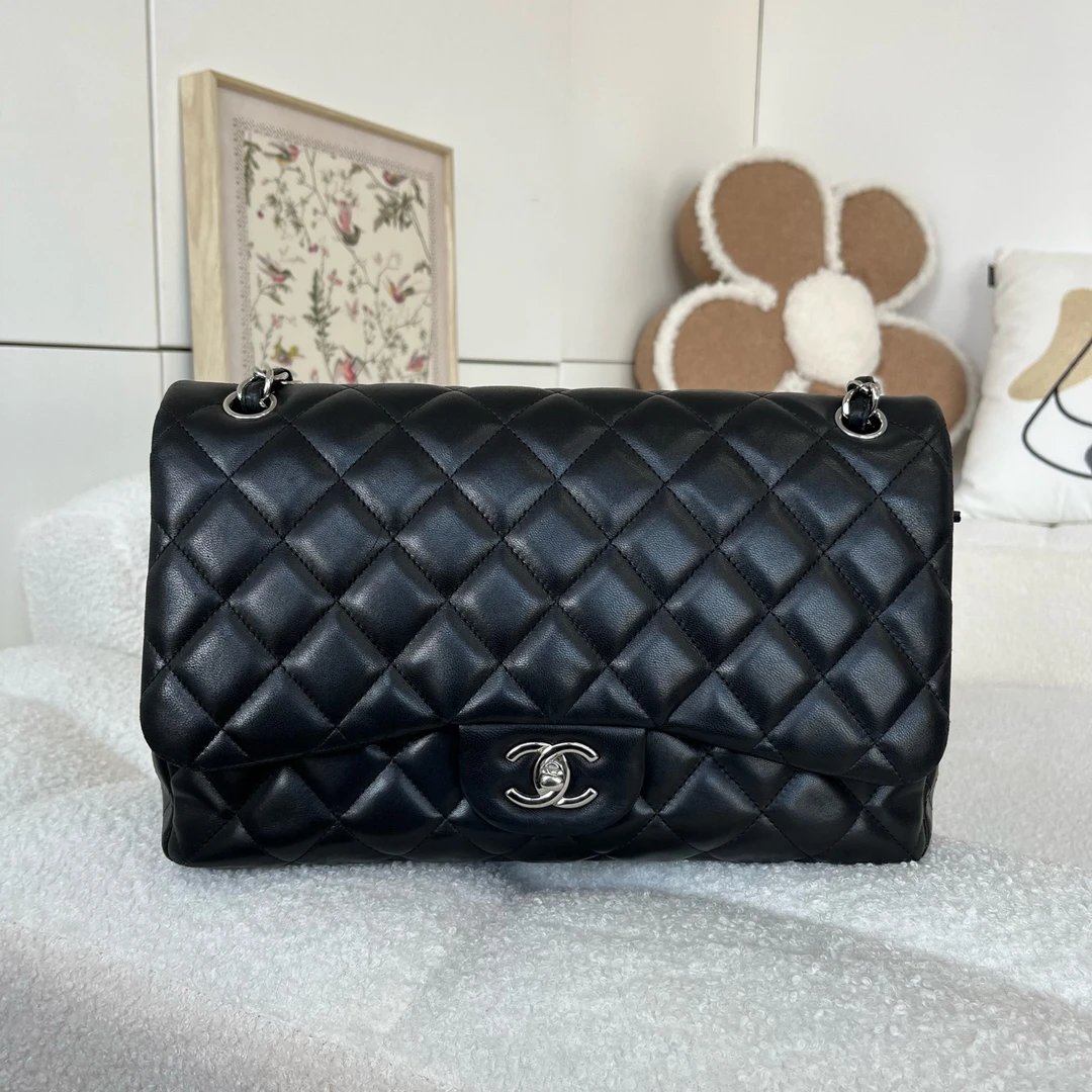 99新 Chanel/香奈儿 / jumbo黑银羊皮/单肩包