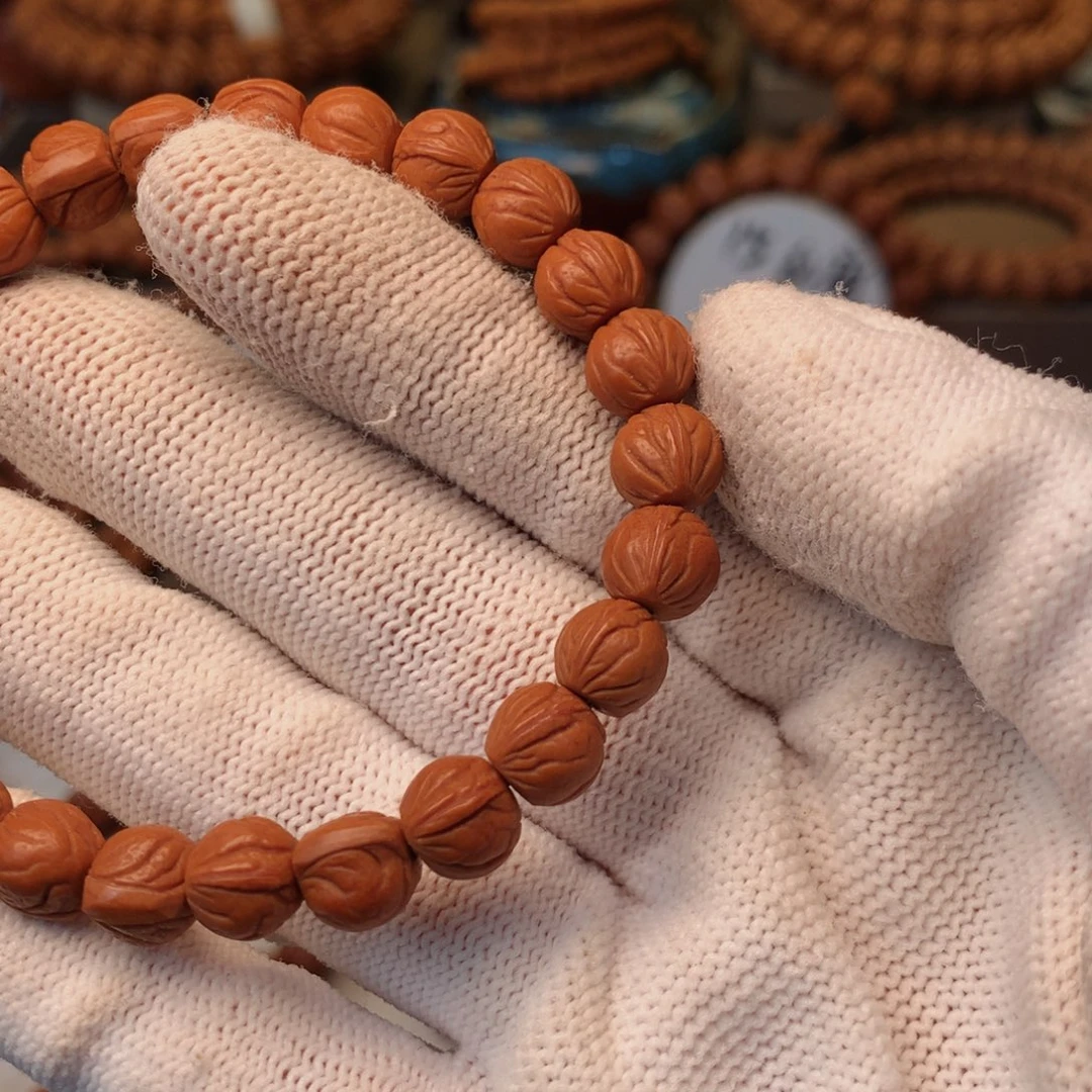 红***子手串桃核秦岭龙纹