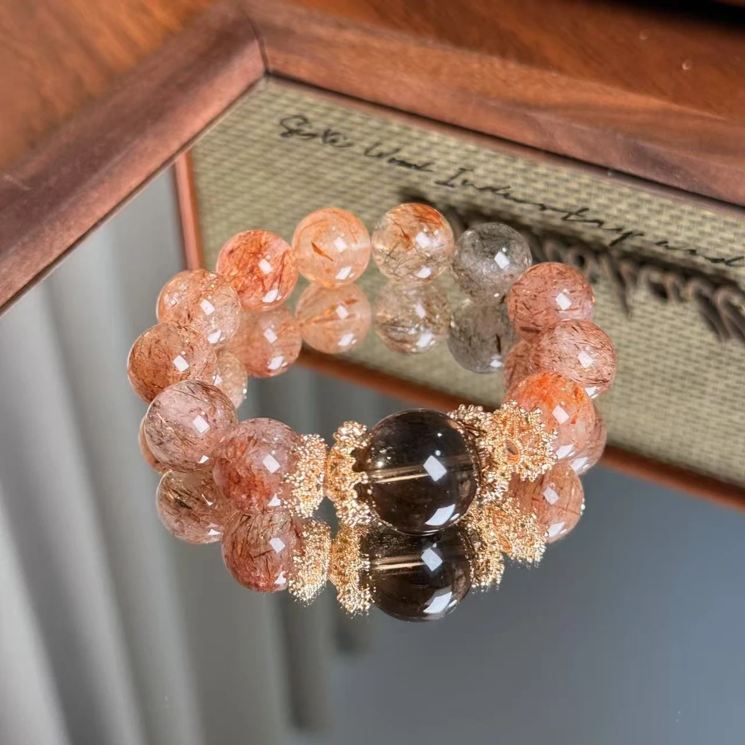 黑金超七茶水晶手串 颜色微差多样性发其一DD589