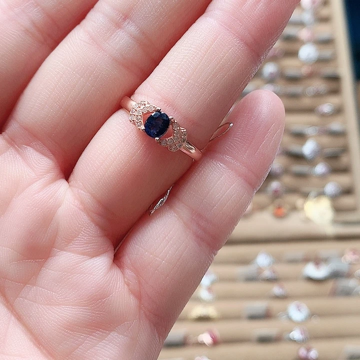 戒指蓝宝石银S925镶嵌