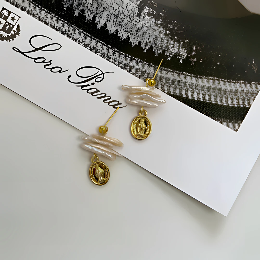 019 复古淡水珠法式小众耳环