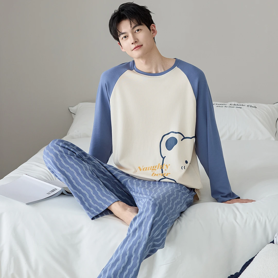 男士睡衣纯棉100%全棉春秋季男款爆款2025新款男生长袖家居服套装