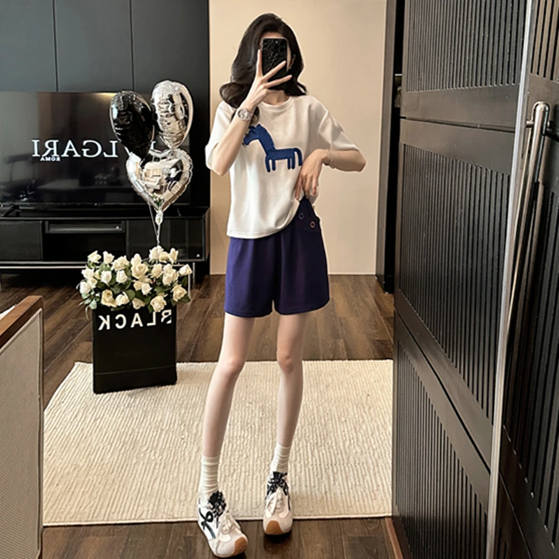 3865慵懒风极简风韩版通勤时尚套装短裤宽松套装休闲