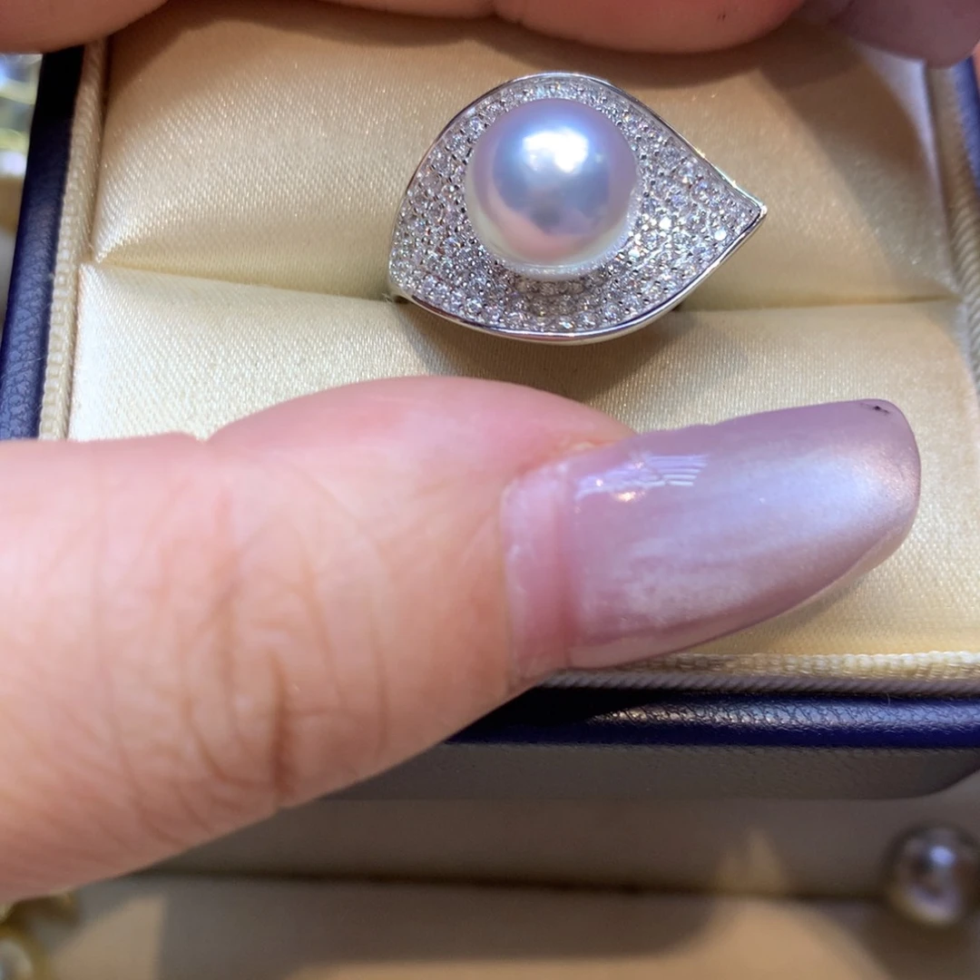 银S925镶嵌戒指海水珍珠