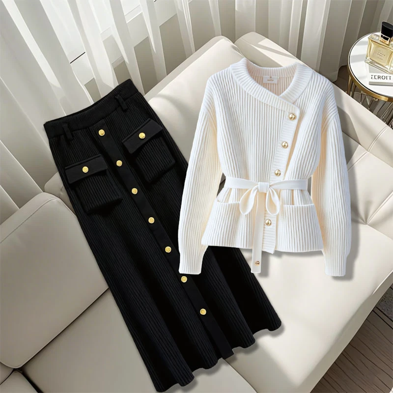 静奢风气质一整套早秋新款2025时髦简约休闲上衣女轻职中长裙套装