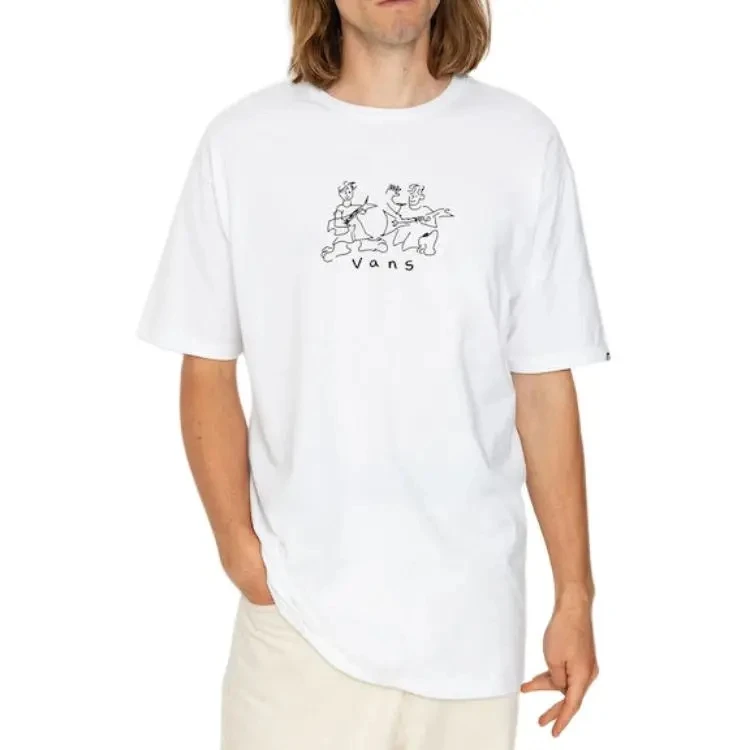 VANS范斯白色男装NickMichel联名趣味简笔画圆领短袖T恤休闲