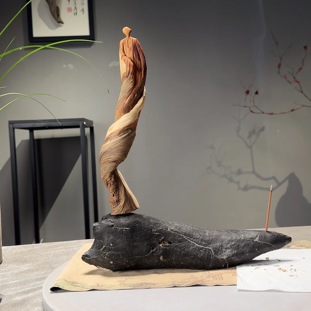 崖柏手工雕刻禅意摆件