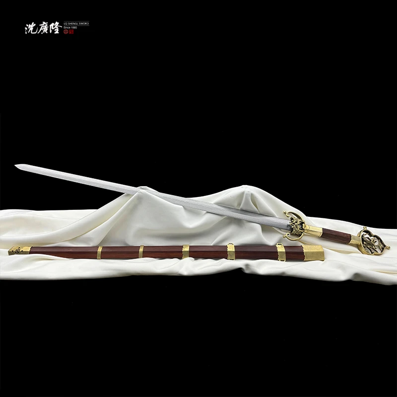 龙泉沈广隆-玄冥剑 陨铁 黄铜 花纹钢 手工锻打 宝剑 未开刃