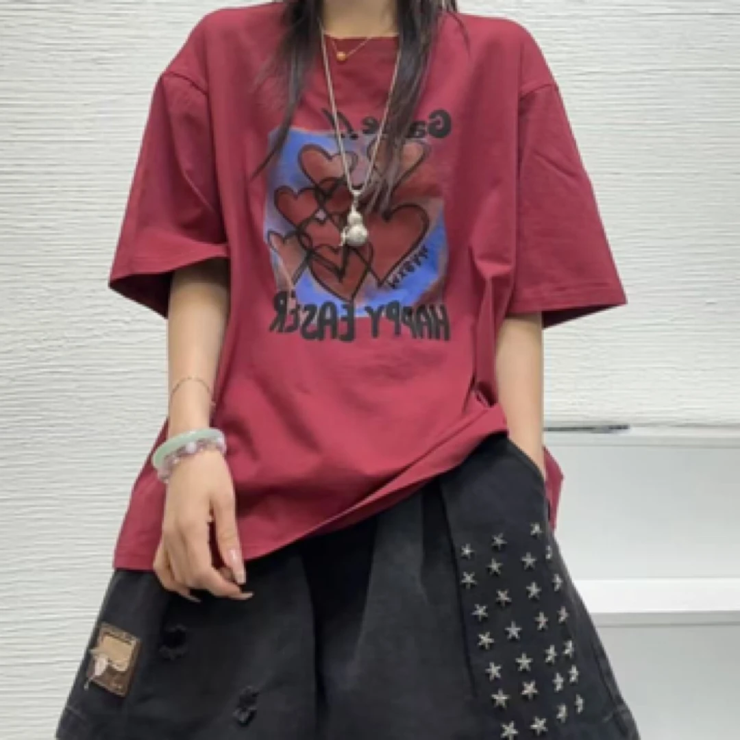 2025夏季新款女士T恤100斤到165斤，6229