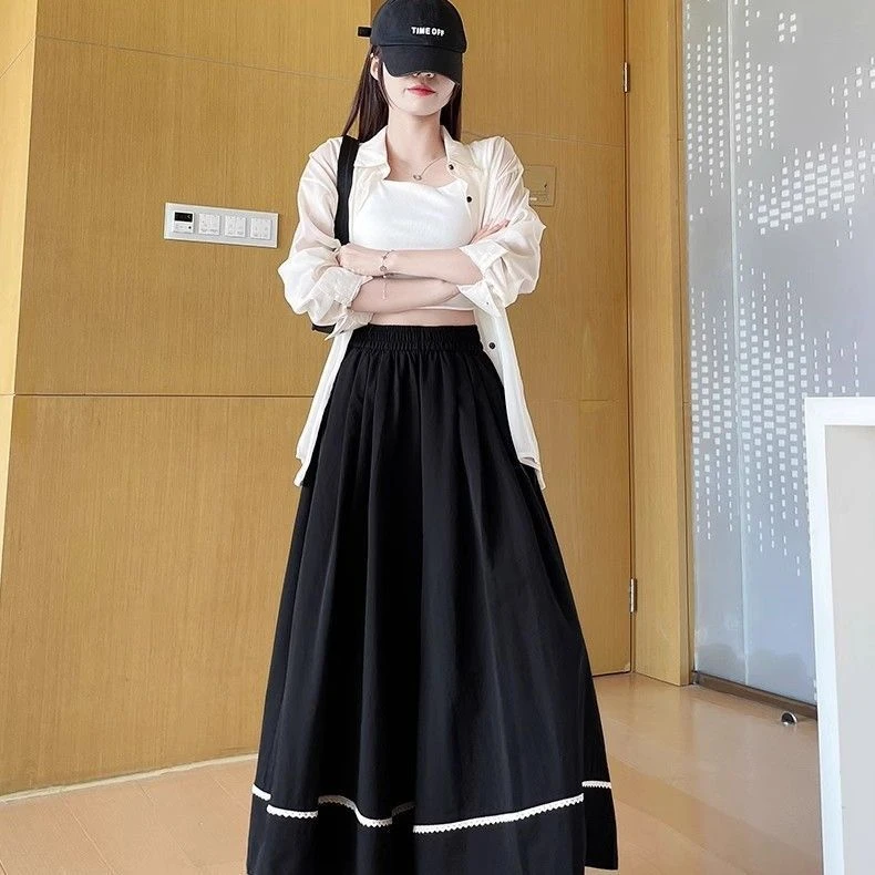 高腰防紫外线半身裤裙女2025年夏季新款宽松显瘦百搭字裙裤