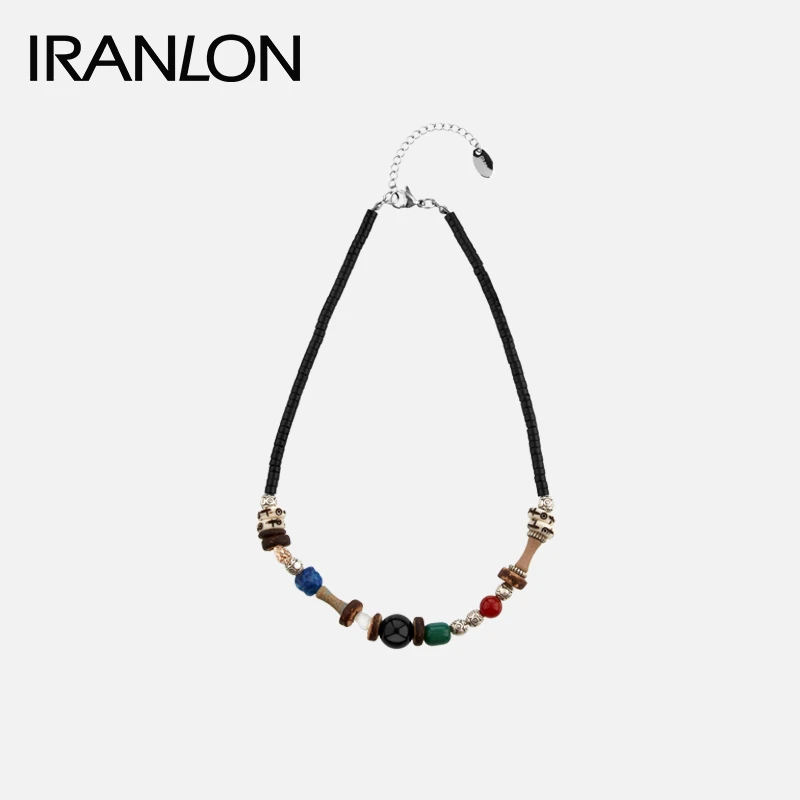 IRANLON 钛钢项链 【明星同款】自然论黑白多宝项链复古手工小众