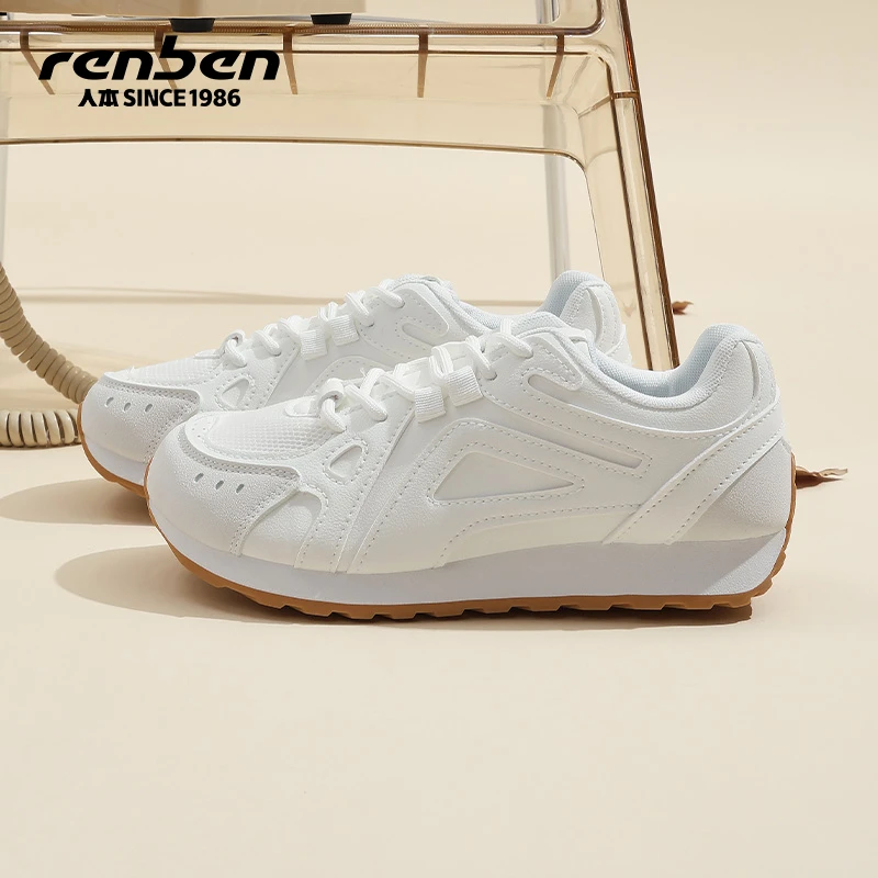 人本官方旗舰店2025新款耐磨透气系带跑步鞋百搭复古休闲鞋轻便ol