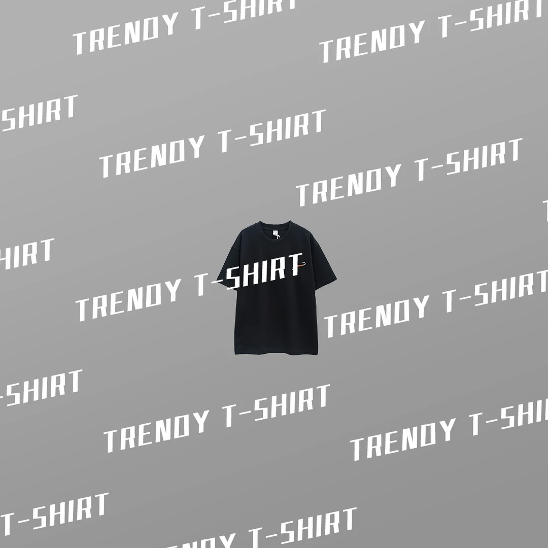 【加皮别针】美式潮牌25重磅100棉简约百搭圆领短袖T恤556