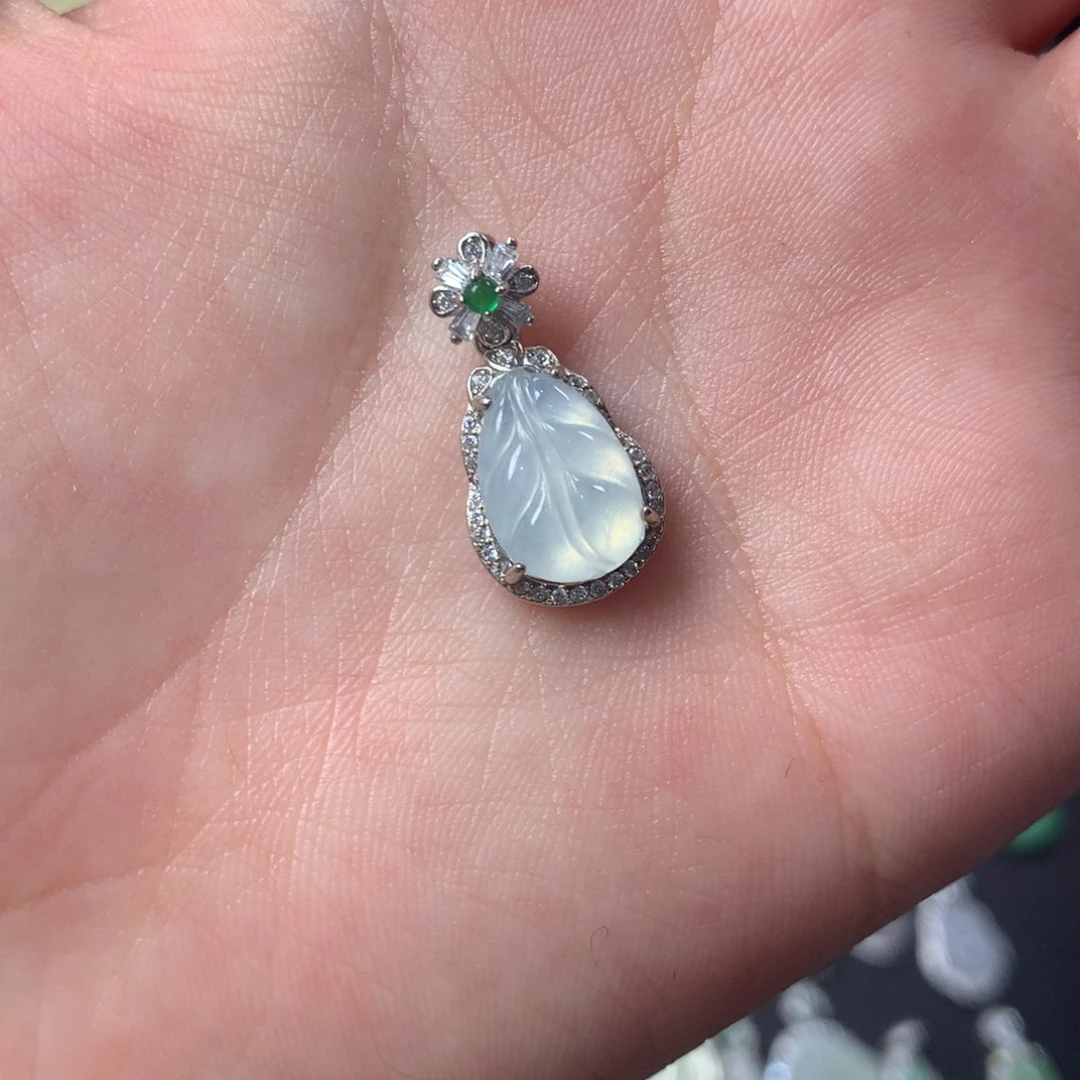 翡翠银S925镶嵌挂件