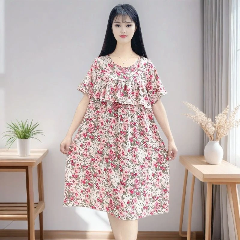 【防凸点不带杯垫大版裙】棉绸睡裙夏季睡衣女爆款可外穿家居服Y111